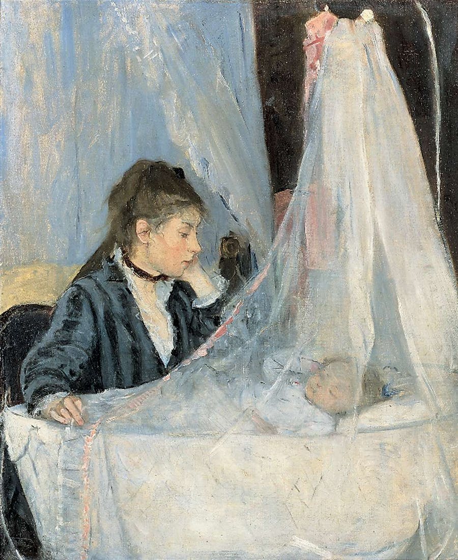 Berthe Morisot (1841-1895), 'Le Berceau', 1872, olja på duk, 56 x 46 cm. Musée d’Orsay, Paris. Foto via Wikipedia