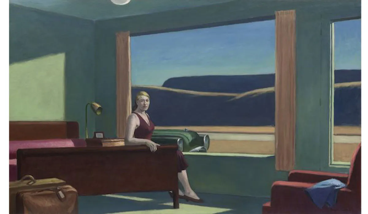 Western Motel (1957) por Edward Hopper. Foto © El Museo de Bellas Artes de Virginia