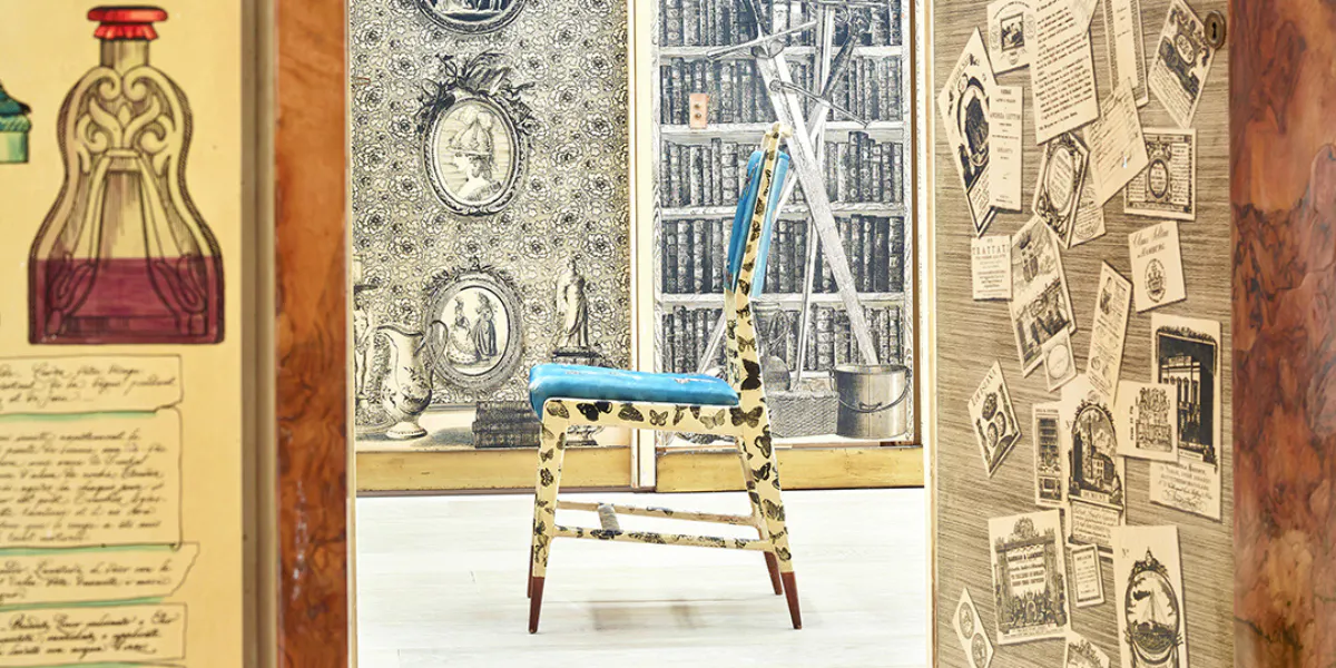Gio Ponti, Piero Fornasetti, Edina Altara e Guido Gambone Studio e camerini di Casa Lucano, 1951 circa. Foto © Cambi e PHILLIPS
