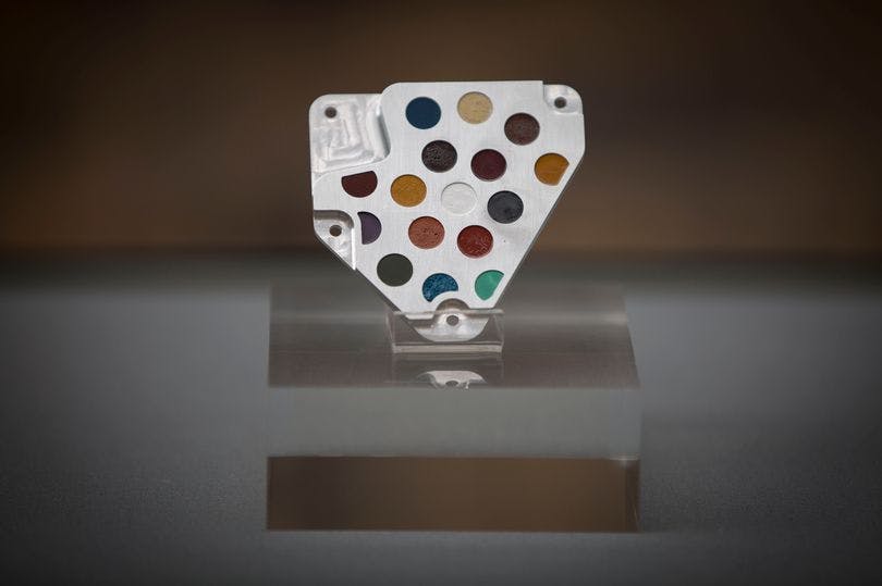 Earth replica of the Beagle 2 Calibration Device, designed by Damien Hirst, image © David Johnson