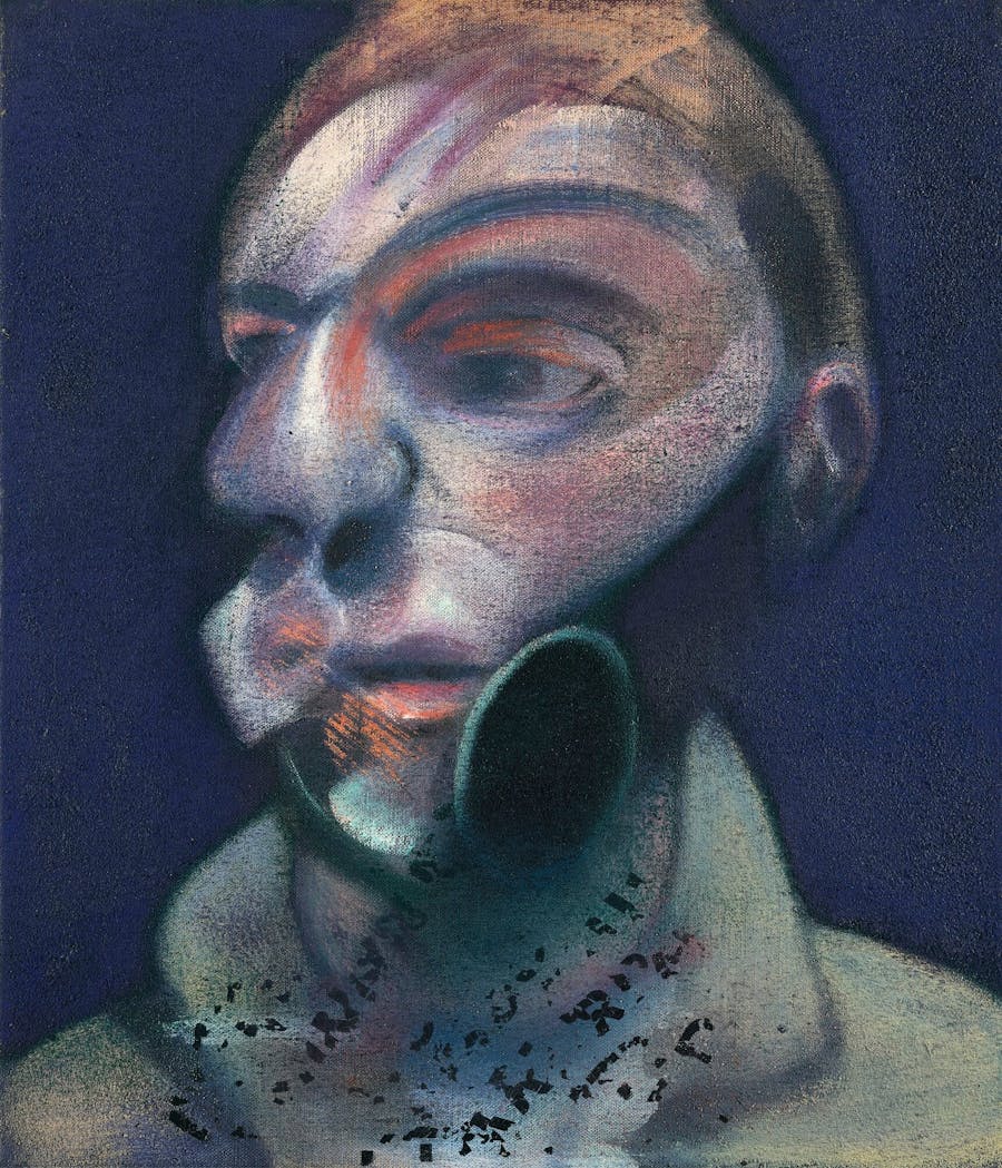 Francis Bacon (1909 - 1992), ‘Self-Portrait’, signed, titled and dated 1975, oil and letraset on canvas, 35.5 x 30.5 cm. Photo: Sotheby’s