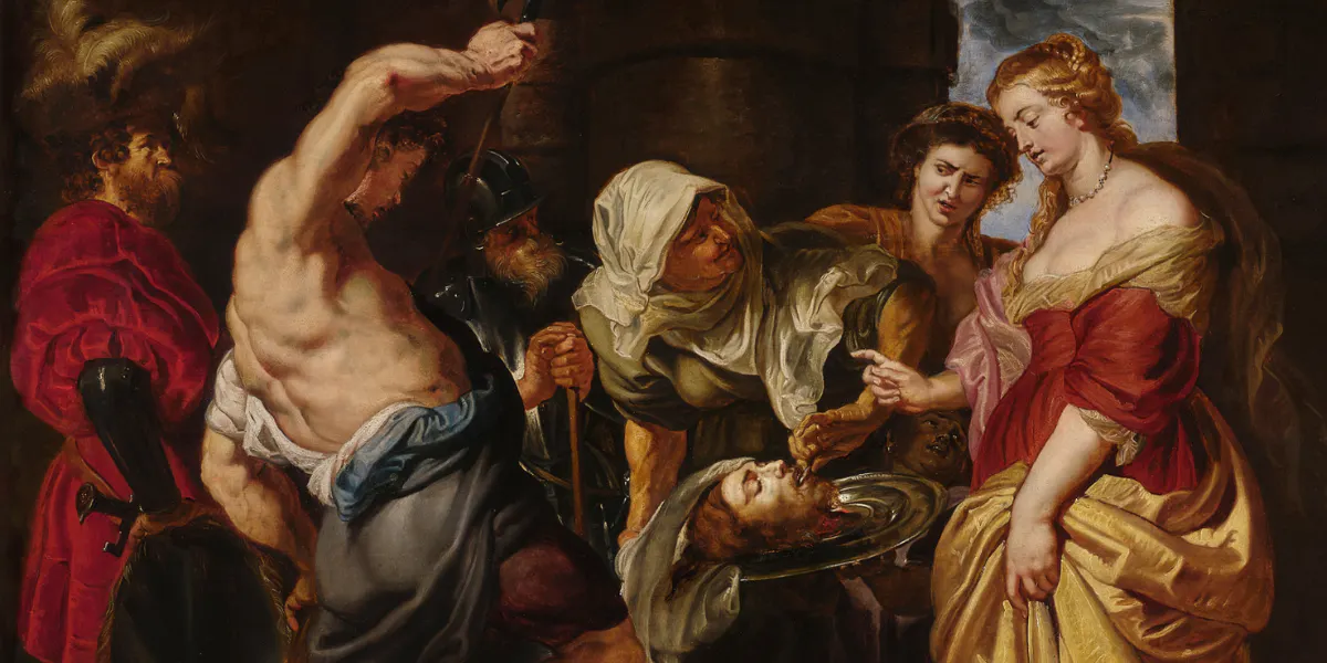 Sir Peter Paul Rubens (Siegen 1577 - 1640 Antwerp), The head of Saint John the Baptist presented to Salome, oil on oak panel, 94 x 101.8 cm. Photo © Sotheby's (detail)