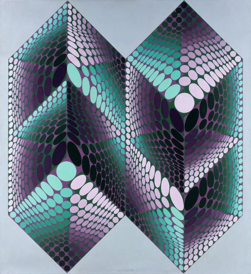Victor Vasarely, DUBUKK, P.1189, 1986, acrylic on canvas, sold at Artcurial in 2011 for €150,450. Photo © Artcurial