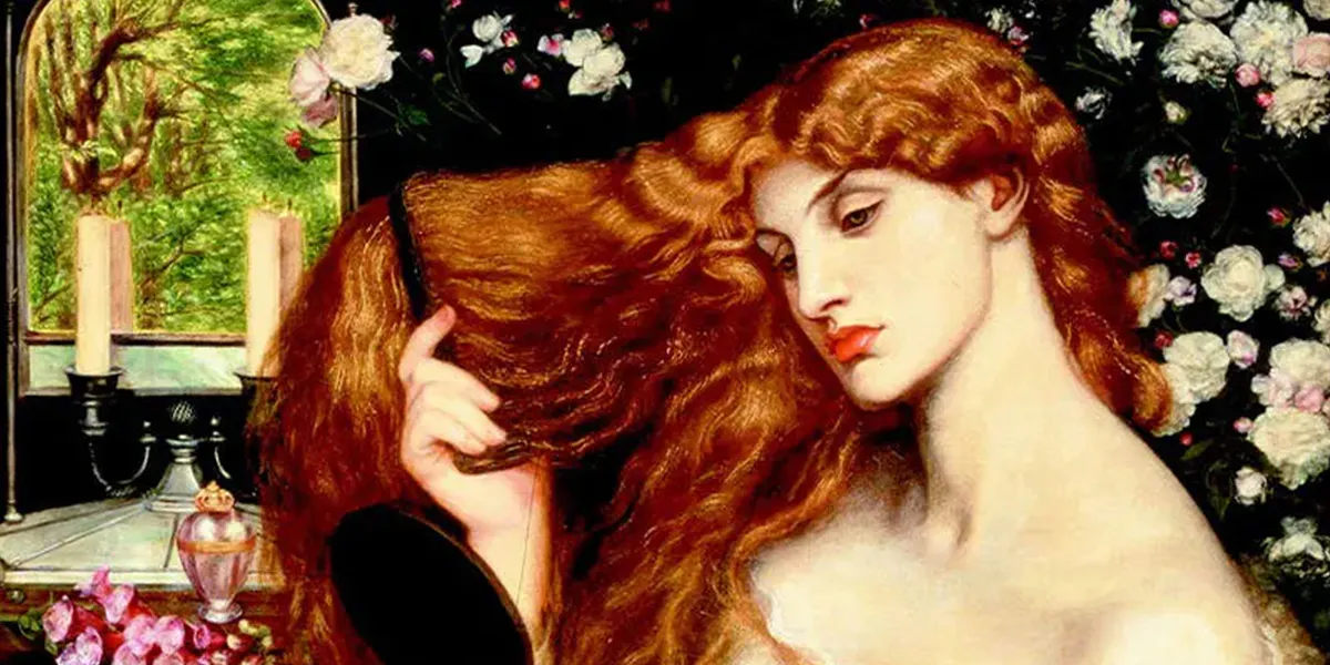 Dante Gabriel Rossetti, Lady Lilith, 1866-68, huile sur toile, 96,5 x 85,1 cm, Delaware Art Museum (détail). Photo Domaine public