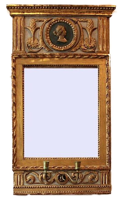 Gustaviansk spegel, förgylld. Hagelins Antik. Pris: 16 500 kronor.
