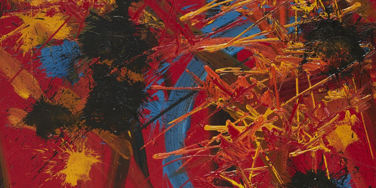 Georges Mathieu (1921-2012), Remords d&rsquo;innocence II, alkyde sur toile (92 x 73 cm), adjug&eacute; 123 500 &euro; chez Art Paris Research le 28 juin 2022. Image &copy; Art Paris Research 