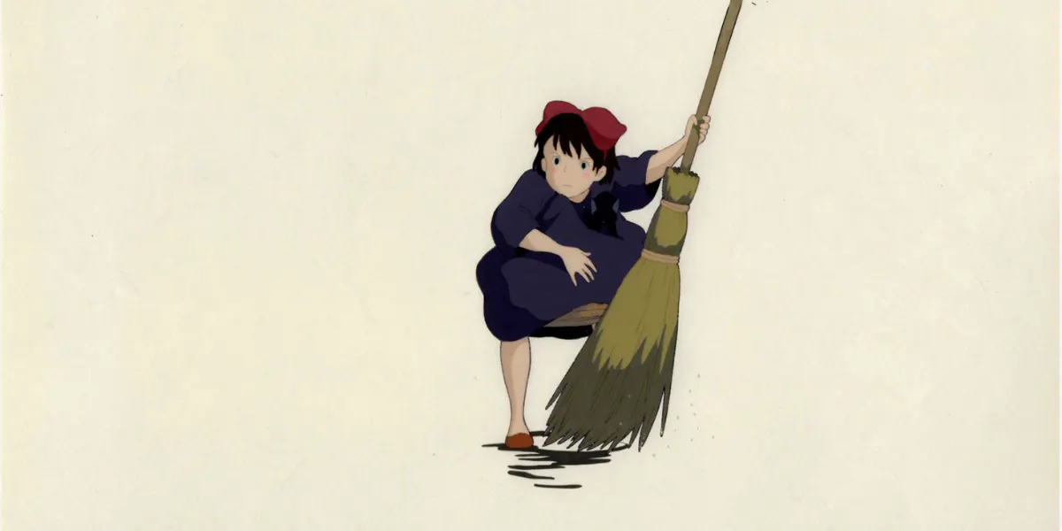 Hayao Miyazaki . Kiki's Delivery Service. Kiki. Cellulo à l'encre et à la gouache (détail), Photo Aibo Art auction.