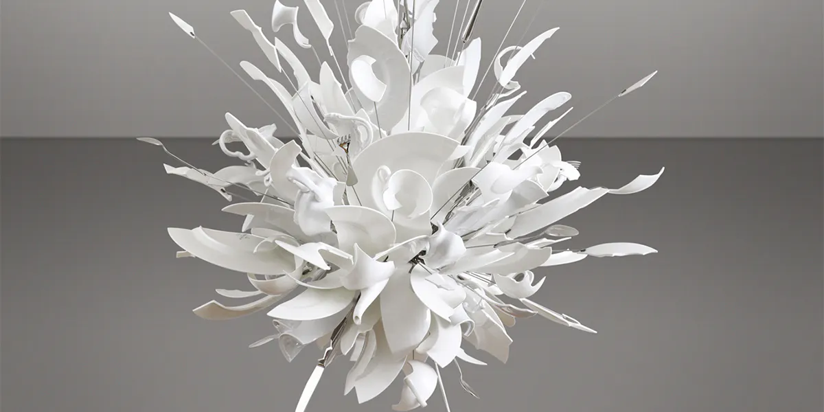 Ingo Maurer, "Porca Miseria!", lampada a sospensione con struttura in metallo ed elementi in porcellana smaltata. Edizione limitata di pezzi unici. Stima: 40.000 - 50.000 euro. Foto © Cambi Casa d'Aste (dettaglio)