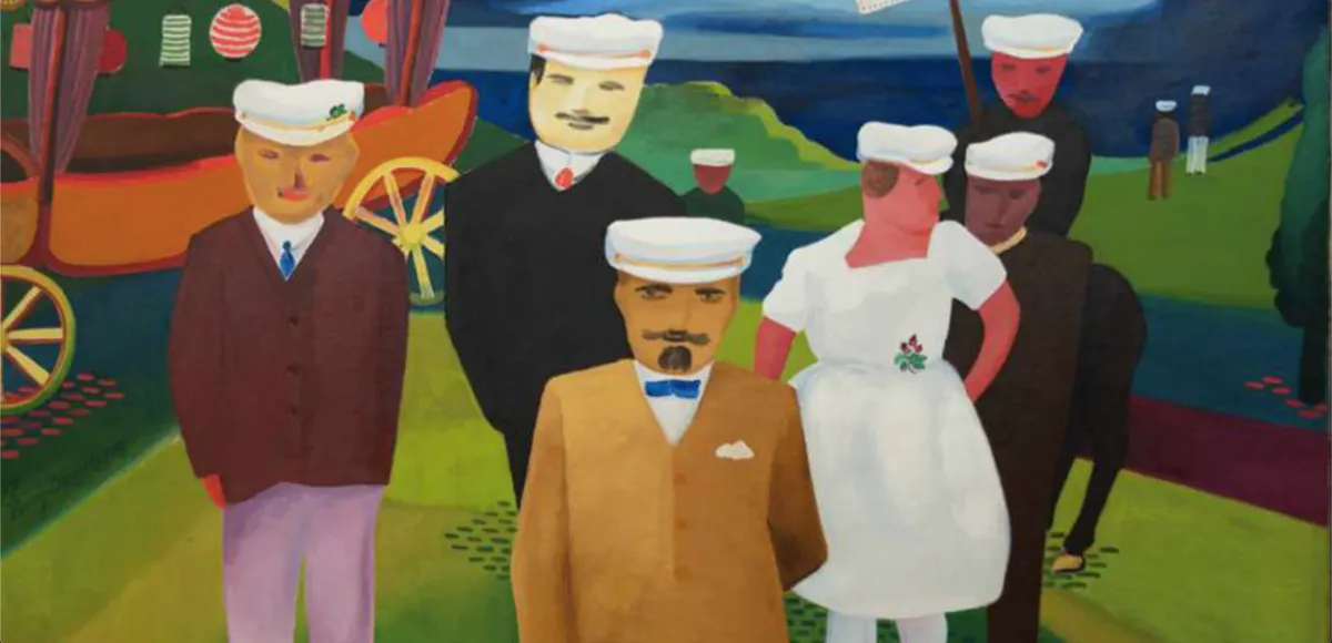 Harry Deierling (1894 Philadelphia - 1989 Berlin), "Landpartie - Tonnenabschlagen in Ahrenshoop", Öl/Lwd., signiert und datiert, 1929 | Foto: © AH Satow (Detail)