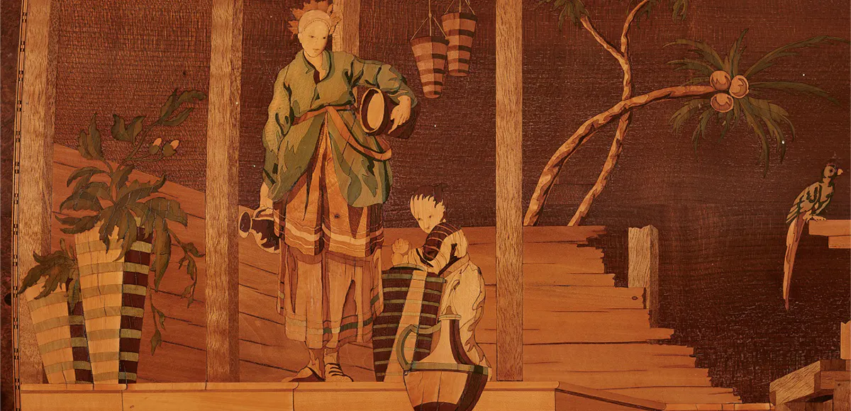 David Roentgen (1743 Herrnhaag - 1807 Wiesbaden), Zylinderbureau mit Chinoiserie-Intarsien, Paris, um 1780-85 | Foto: © Lempertz (Detail)