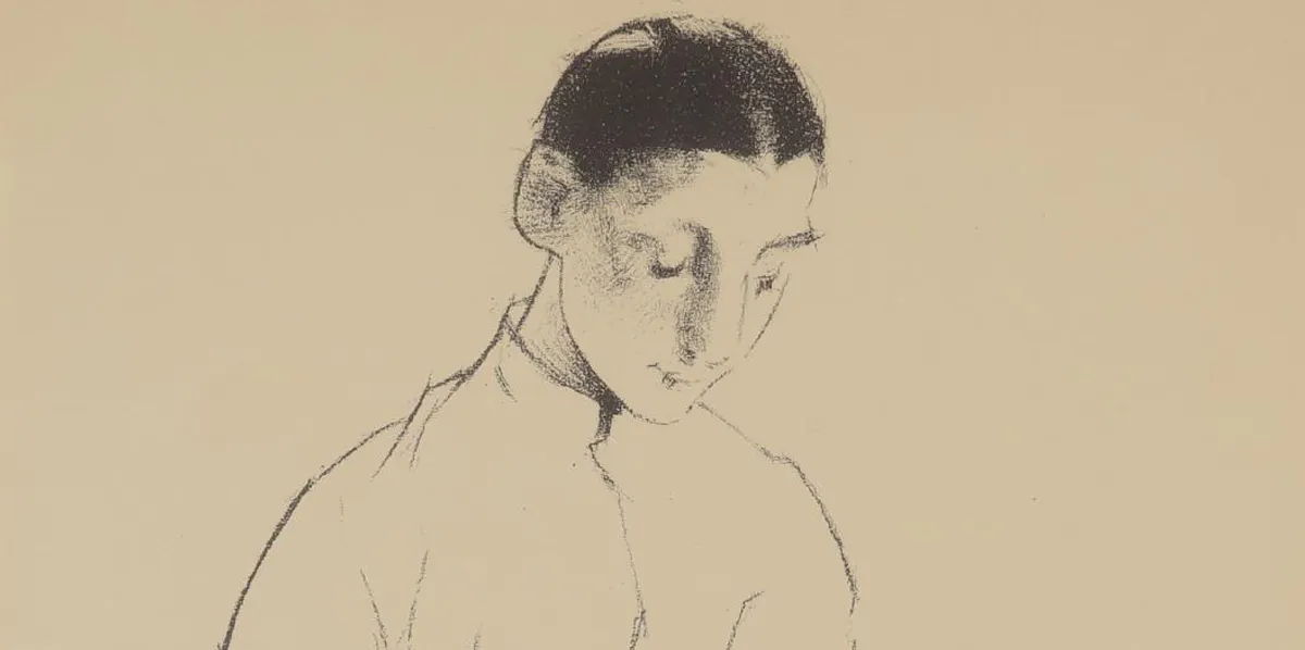 Helene Schjerfbeck (1862-1946), Andakt, signerad, 55 x 46 cm. Foto: Helander (detalj)