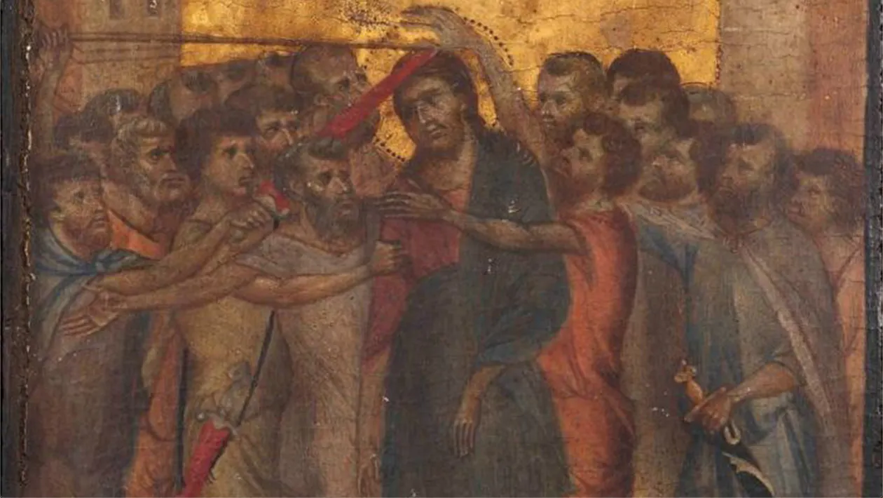 Cimabue, Die Verspottung Christi. Foto © Actéon & Eric Turquin (Detail)