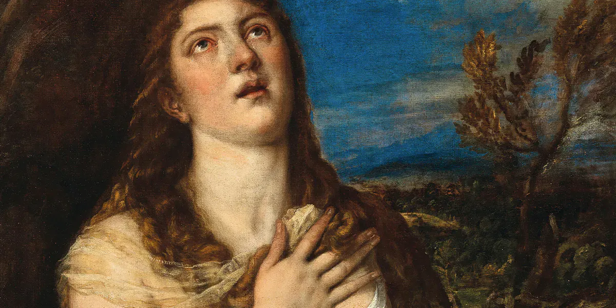 Tiziano Vecellio, dit Titien (vers 1485/90 Pieve di Cadore - 1576 Venise), Madeleine pénitente, huile sur toile, 115 x 96,7 cm. Photo © Dorotheum (détail) 
