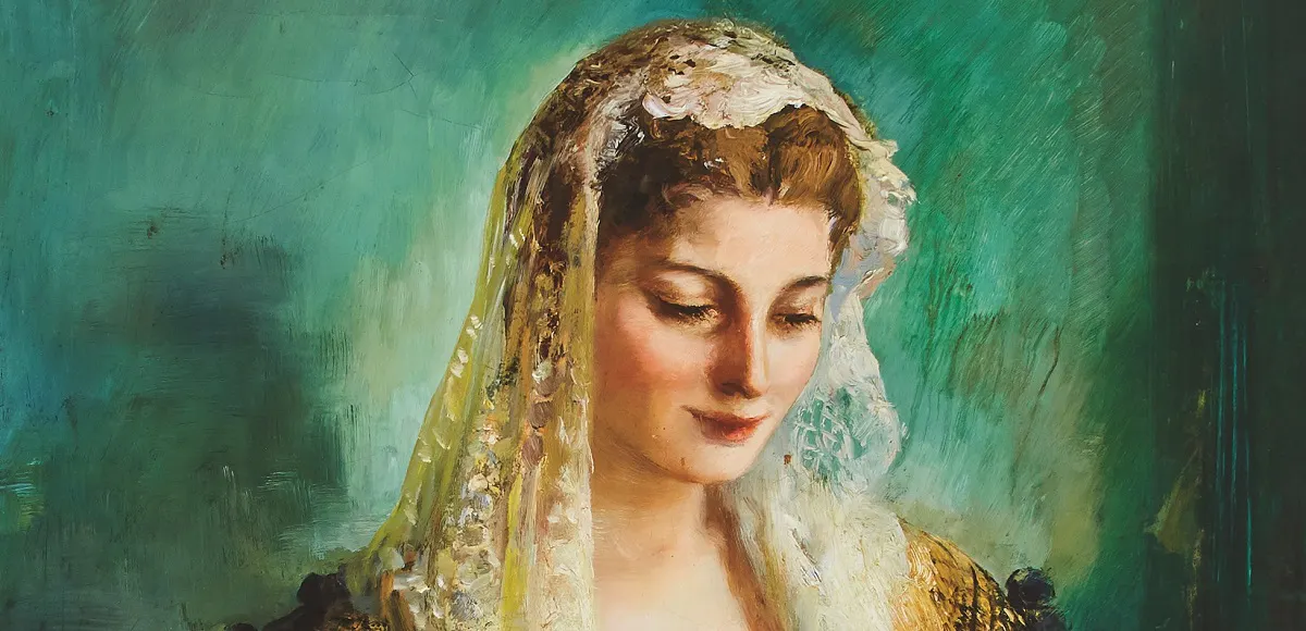 IGNACIO PINAZO CAMARLENCH. Maja (detalle). Óleo sobre tela. Firmado (1900)