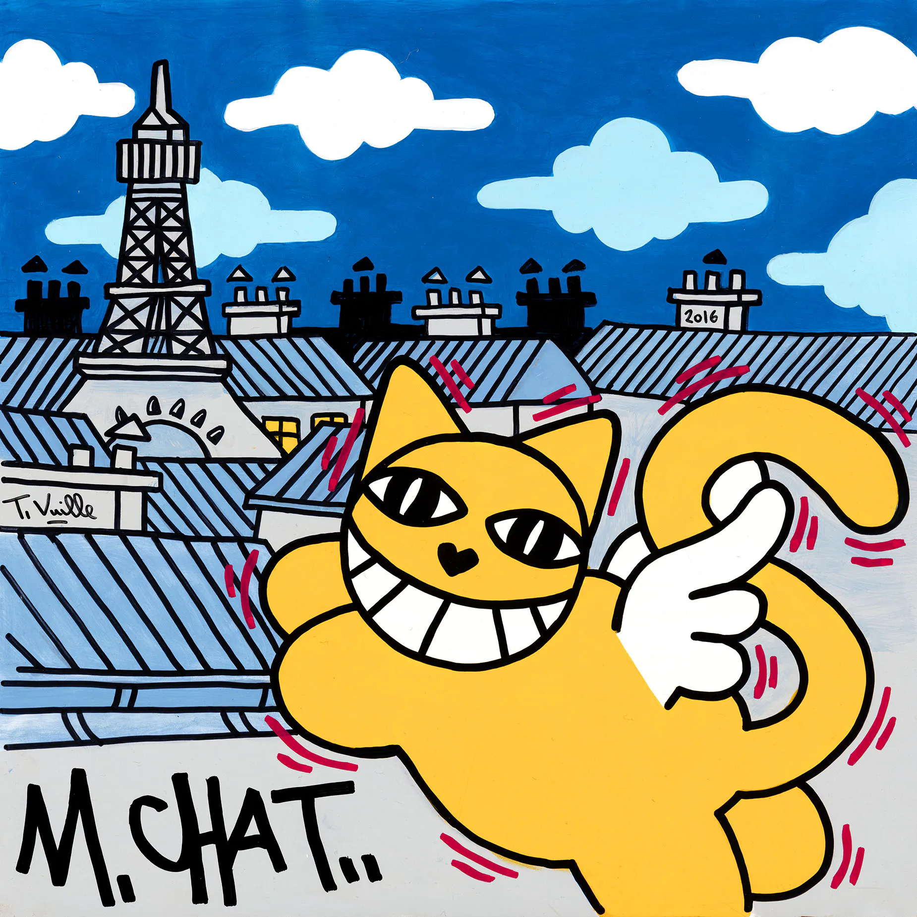Le street-artist M.Chat en rencontre et dédicace à la galerie Brugier-Rigail