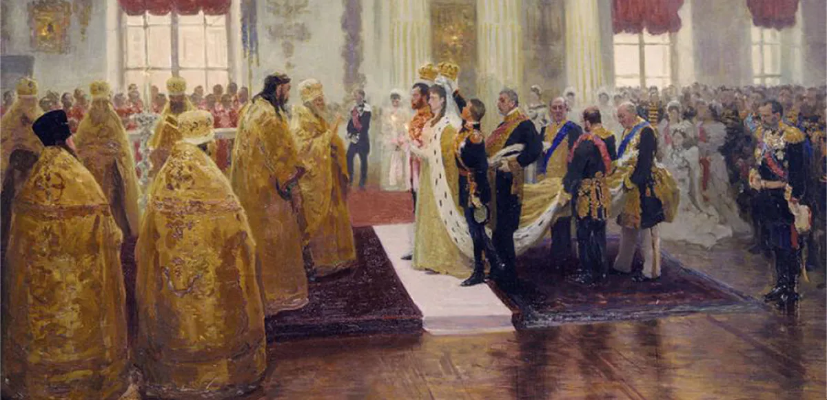 Ilja Jefimowitsch Repin, Die Hochzeit von Zar Nikolaus II. und Alix von Hessen-Darmstadt, 1894, Russisches Museum, Sankt Petersburg | Foto via Wikipedia (Detail)