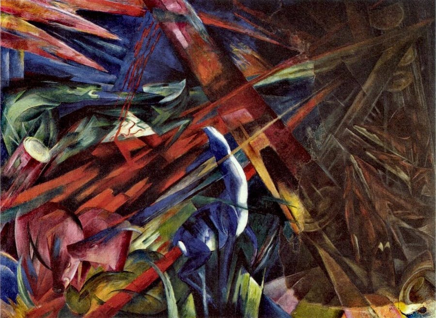 On the way to abstraction: Franz Marc's intensive 'Animal Fates' from 1913, Kunstmuseum Basel. Photo public domain