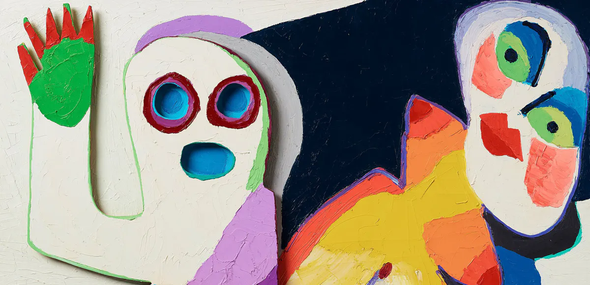 Karel Appel, Two People, 1972, olio su tela e legno dipinto, foto © Bukowskis