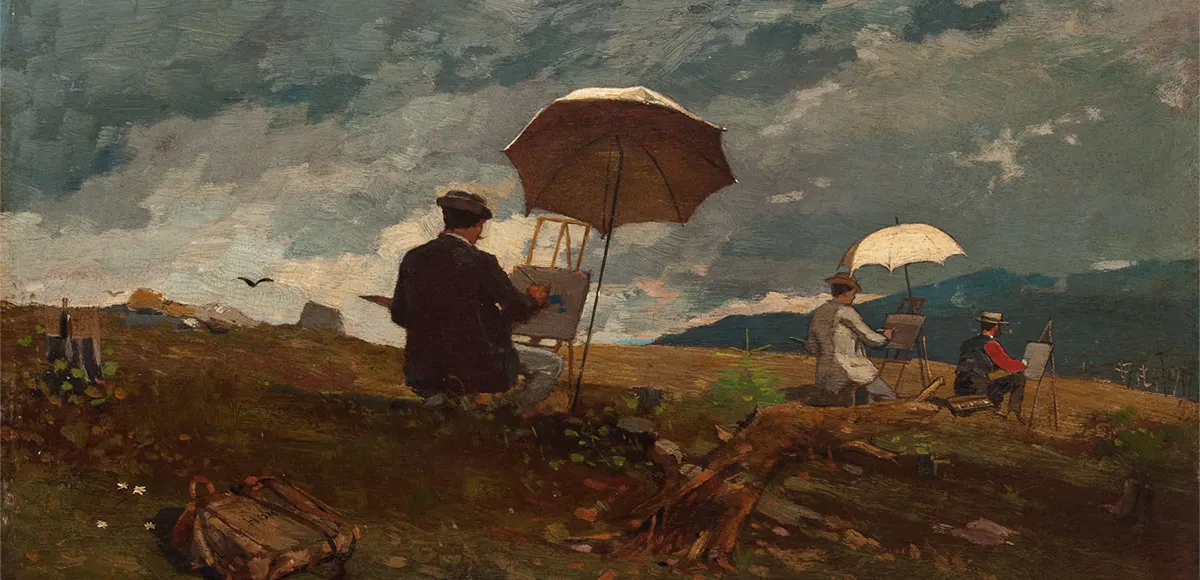 Winslow Homer (1836-1910), Künstler beim Zeichnen in den White Mountains, 1868, Öl/Holz, Portland Museum of Art, Portland. Foto gemeinfrei (Detail)