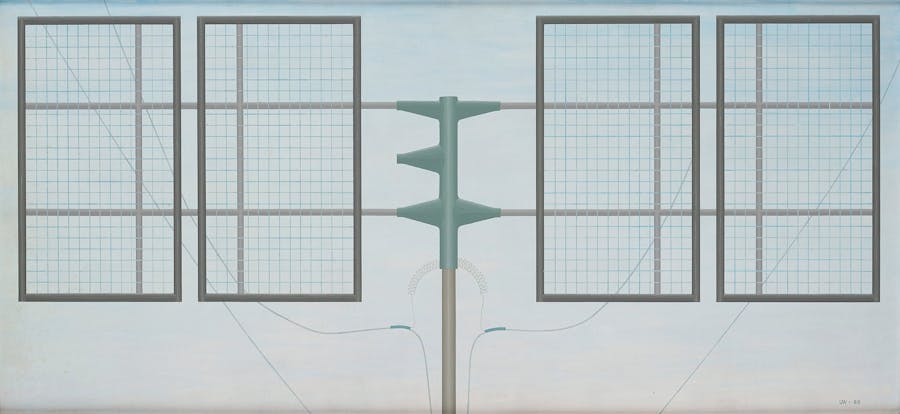 Ulla Wiggen (f. 1942), 'Sändare', acrilico su tavolo, firmato UW e datato 68, 45 x 100 cm. Foto © Bukowskis