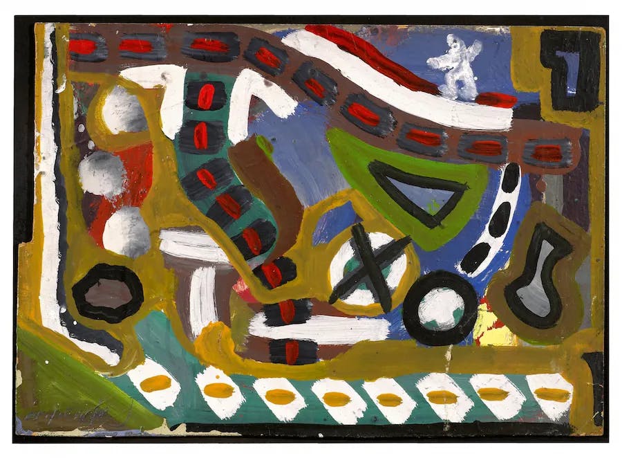 A.R. Penck (1939-2017), Untitled, around 1974, signed, oil on HF on colored wood, approx. 40.5 x 58 cm. Image © Lempertz
