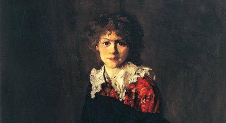 Robert Henri, « The Art Student » (détail), 1906 portrait de Josephine Nivison à 22 ans, image via Wikipedia