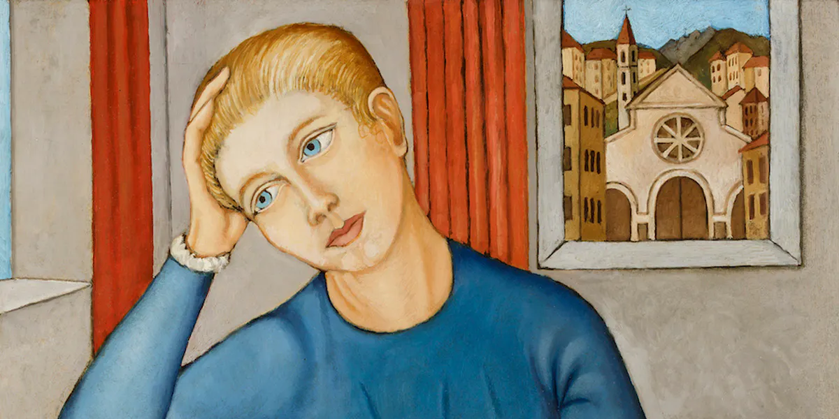 Ubaldo Oppi (1889-1942), 'La jeune fille sentimentale' [detail], 1920-1922, oil on Masonite. Image © Cambi Casa d'Aste