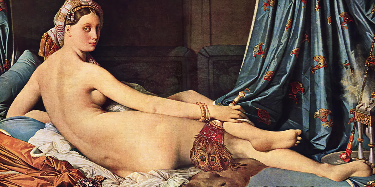 Jean-Auguste-Dominique Ingres (1780-1867), Die große Odaliske, 1814, Öl/Lwd., 91 x 162 cm, Musée du Louvre, Paris. Foto gemeinfrei (Detail)