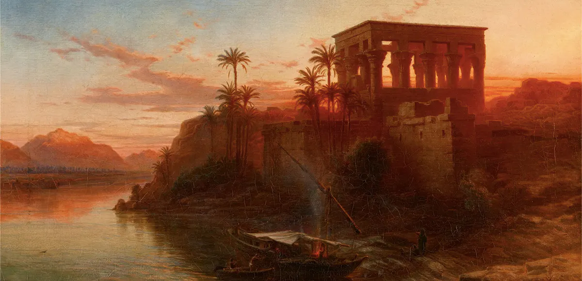 Frank Dillon (1823 London 1909), Blick auf die Insel Philae im Niltal, Öl/Lwd., signiert | Foto: © Lempertz (Detail)
