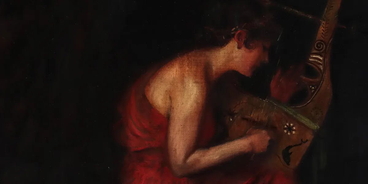 Franz von Stuck (1863-1928), Listening Fauns/Overheard, around 1899, signed, oil on wood, in the original frame, approx. 114 x 120 cm. Photo © Soulis Auctions (detail)
