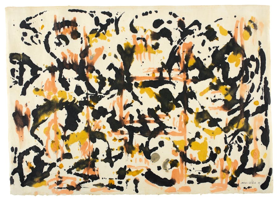 Jackson Pollock, ‘Untitled’, b​lack and coloured inks on Japanese mulberry paper, 62.2 x 86.4 cm. Photo © Sotheby’s