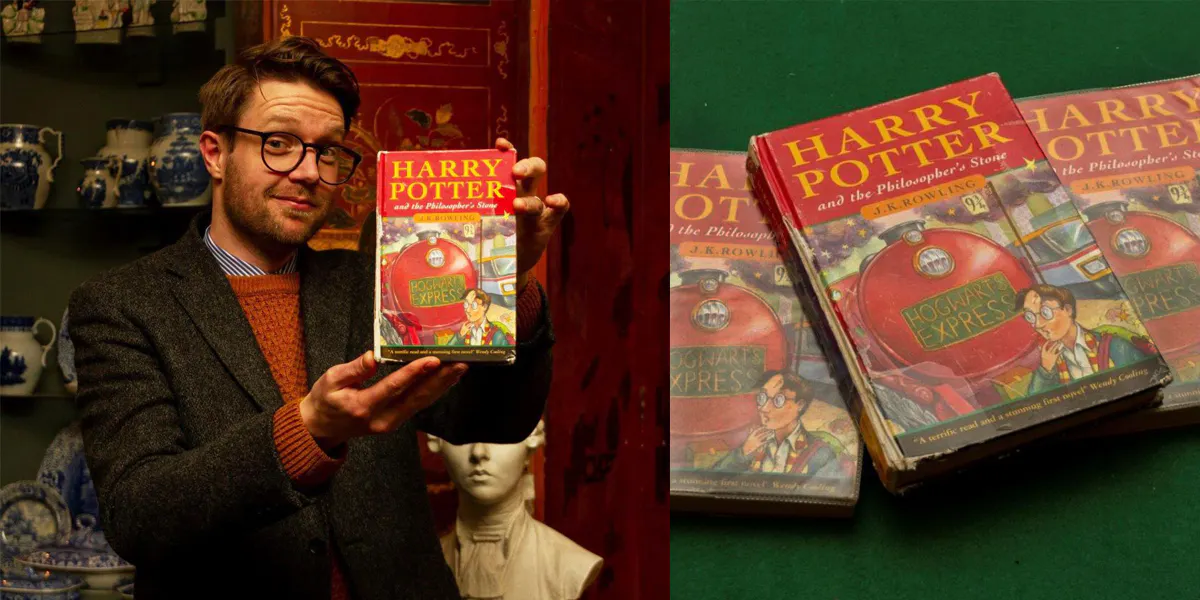 Three Harry Potter first editions found in a skip are expected to fetch thousands at auction. Photos: Hansons Auctioneers and Valuers