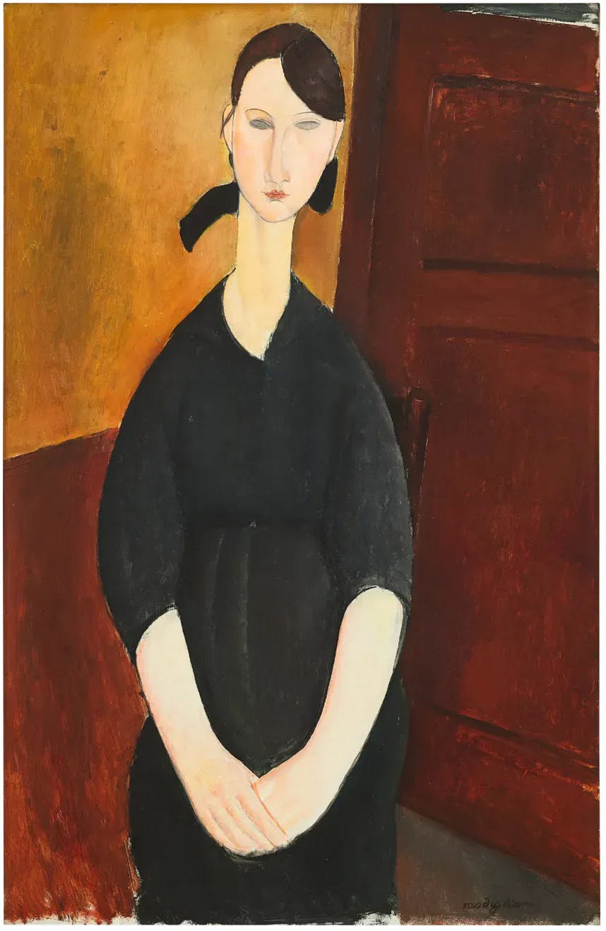 Amedeo Modigliani (1884-1920), Portrait of Paulette Jourdain, around 1919, signed, oil on canvas, 100.3 x 65.4 cm. Image © Sotheby's
