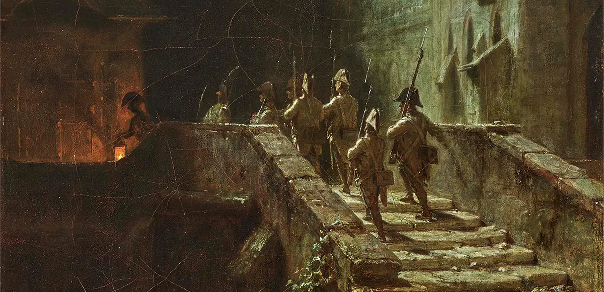 Carl Spitzweg (1808 München 1885), Scharwache (Nächtliche Runde), Öl/Lwd., mit S im Rhombus bezeichnet | Foto: © Neumeister (Detail)