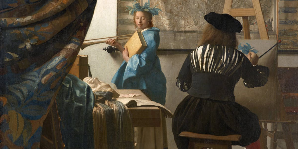 Did Jan Vermeer portray himself at work in "Die Malkunst" from 1666/68 (Kunsthistorisches Museum, Vienna)? | Photo via Wikimedia Commons