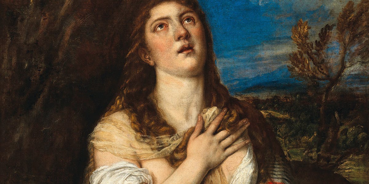 Titian, ‘Penitent Magdalene’, oil on canvas 115 x 96.7 cm, estimate € 1-1.5m at Dorotheum (detail). Image © Dorotheum 