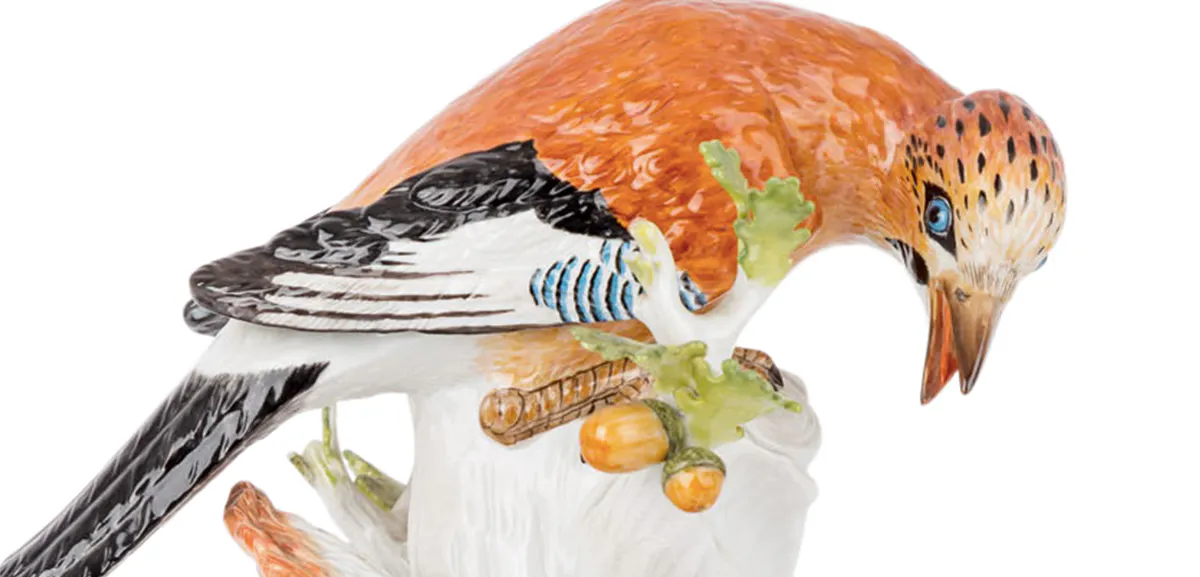 Meissen, Figurengruppe "Eichelhäher und Eichhörnchen", 1. Wahl, 1983 | Foto: © Eppli (Detail)