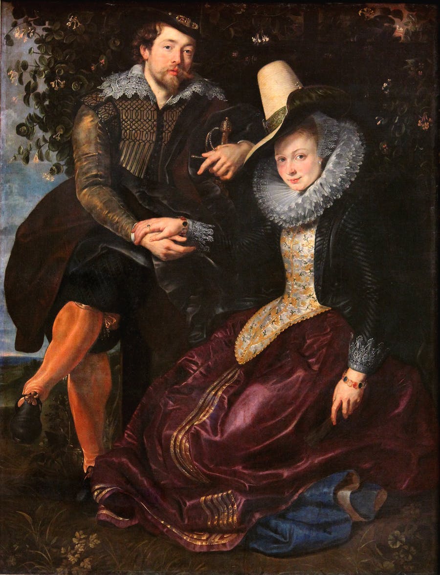 Peter Paul Rubens, ‘Rubens and Isabella Brant in the Honeysuckle Bower’, c. 1609, Alte Pinakothek, Munich. Photo via Wikipedia