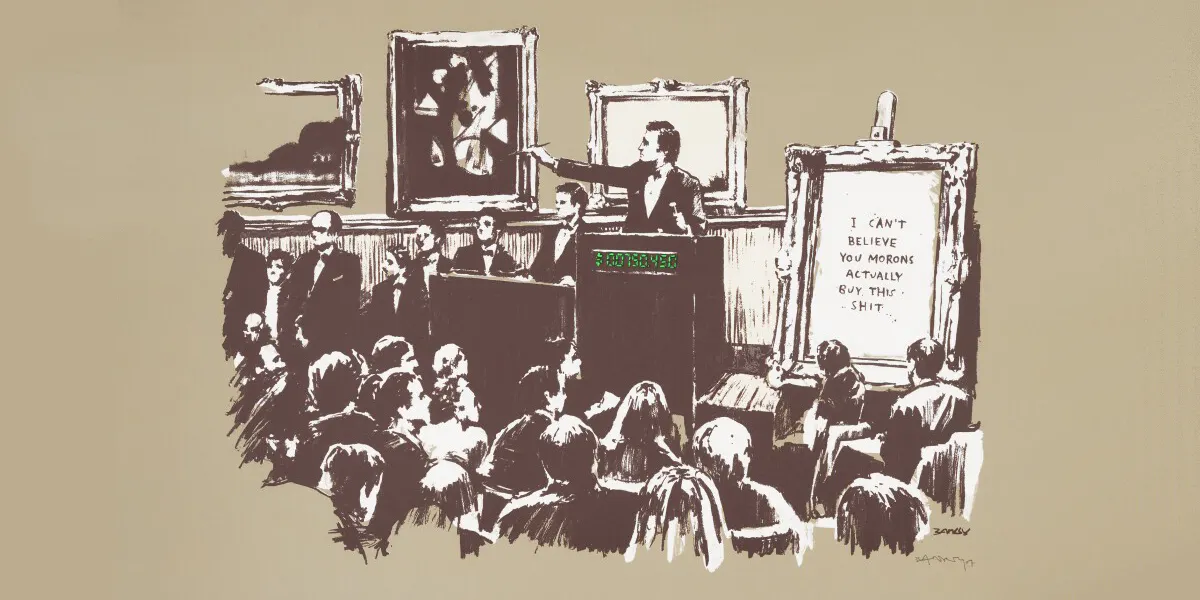 Banksy, 'Morons (Sepia)', 2007 (detail). Photo © Sotheby's