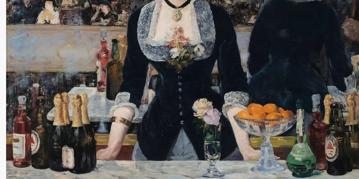 Édouard Manet, Un Bar aux Folies-Bergère, 1882, olio su tela. Foto di pubblico dominio (dettaglio)