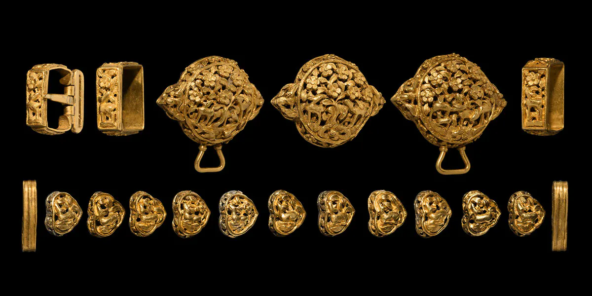 Medieval Steppe Warrior Gold Sword-Belt Fitting Set. Photo: Timeline Auctions