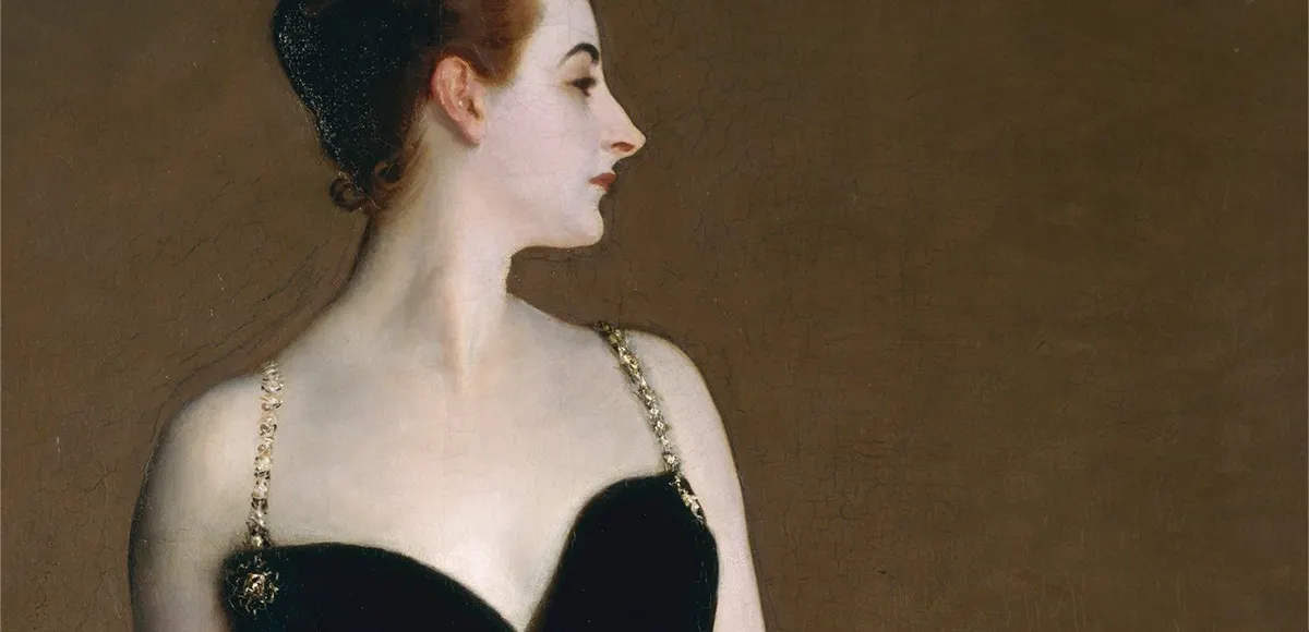 John Singer Sargent, Madame X, 1883/84, Öl/Lwd., 208,6 x 109,9 cm, Metropolitan Museum of Art, New York. Foto gemeinfrei (Detail)