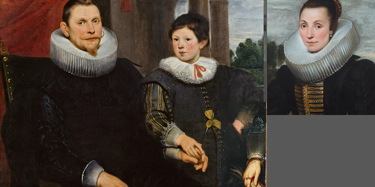 Ricostruzione di Jørgen Wadum del ritratto di famiglia di Cornelis de Vos. Foto © Nivaagaards Malerisamling (particolare)