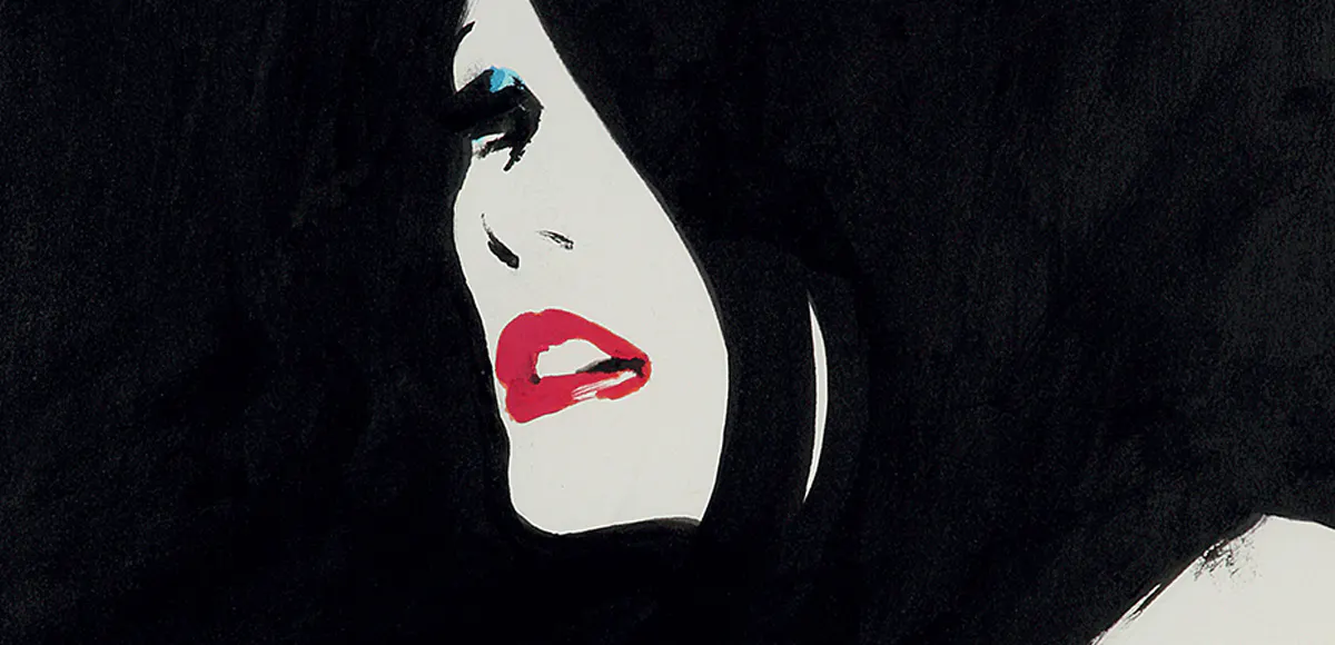 René Gruau, Projet pour 'Rouge baiser'(détail) maquette moderne,  encre et gouache sur papier © Tajan
