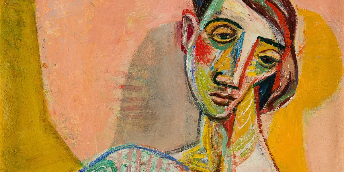 Aage Storstein (1900-1983), "Den grønnkledde", 1944, signiert und datiert, 41 x 33 cm. Foto © Grev Wedels Plass Auksjoner (Detail)