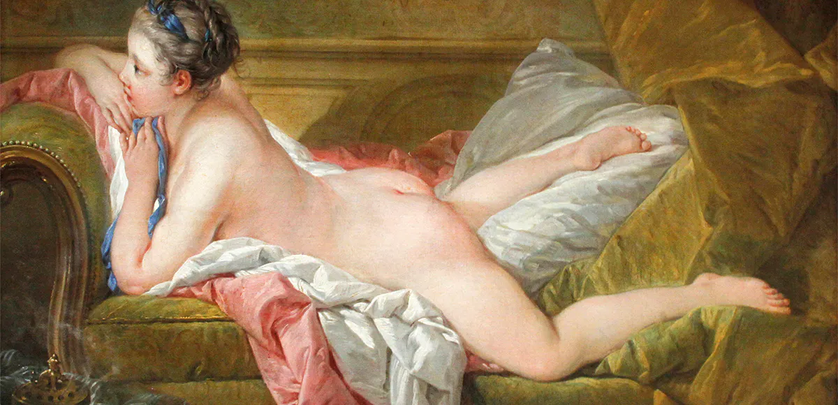 François Boucher, Ruhendes Mädchen, 1752, Alte Pinakothek, München, Öl/Lwd., 59 x 73 cm. Foto gemeinfrei (Detail)