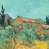 Vincent van Gogh (1853-1890), Cabanes de bois parmi les oliviers et cyprès, October 1889, oil on canvas, 45.5 x 60.3 cm. Image © Christie's (detail)