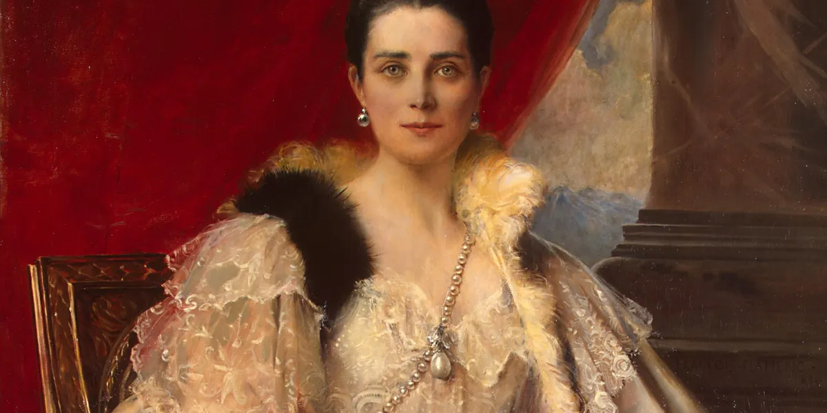 Ritratto di Zinaida Yusupova con la perla La Pelegrina. Immagine di pubblico dominio (dettaglio)