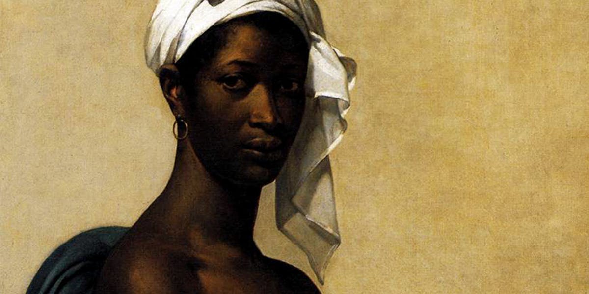 Marie-Guillemine Benoist, 'Portrait d'une femme noire', 1800, oil on canvas, 81 x 65 cm, Musée du Louvre, Paris (detail). Photo public domain