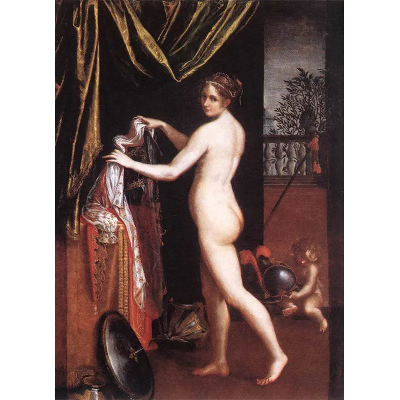 Lavinia Fontana (1552–1614), Minerva kleidet sich an, 1613, Öl/Lwd., Galleria Borghese, Rom. Foto gemeinfrei